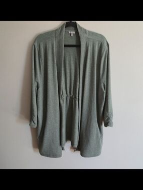 T by Talbots Open Front Jacket Cardigan Green 3X Pockets